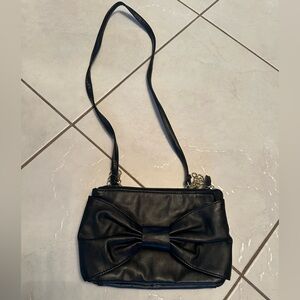 Black Bow Crossbody Purse Bag Detachable Strap